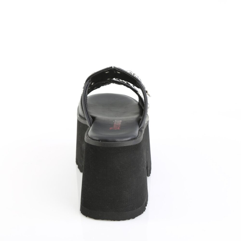 Demonia Ashes-08 Black Platform Sandals - Picture 3 of 5